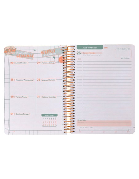 Agenda escolar liderpapel ano 24 25 escolar fantasia lines orange dia pagina a5