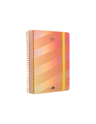 Agenda escolar liderpapel ano 24 25 escolar fantasia lines orange dia pagina a5