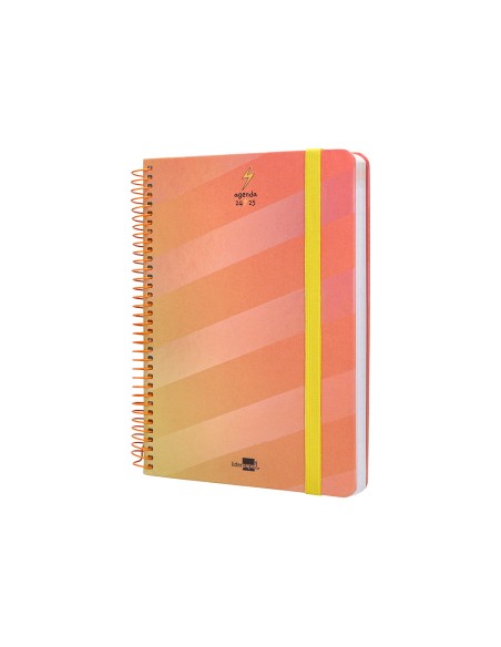 Agenda escolar liderpapel ano 24 25 escolar fantasia lines orange dia pagina a5