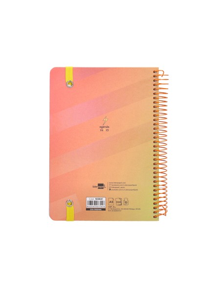 Agenda escolar liderpapel ano 24 25 escolar fantasia lines orange dia pagina a5