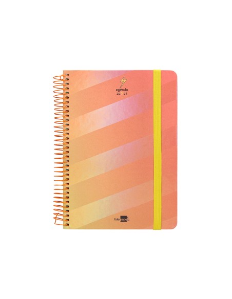 Agenda escolar liderpapel ano 24 25 escolar fantasia lines orange dia pagina a5