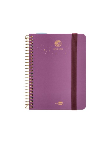 Agenda escolar liderpapel ano 24 25 curso classic lines morado 2 dias pagina a6