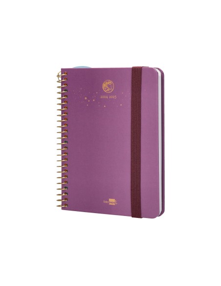 Agenda escolar liderpapel ano 24 25 curso classic lines morado 2 dias pagina a6