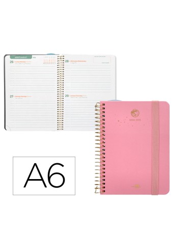 Agenda escolar liderpapel ano 24 25 curso classic lines rosa 2 dias pagina a6