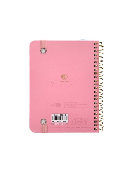 Agenda escolar liderpapel ano 24 25 curso classic lines rosa 2 dias pagina a6