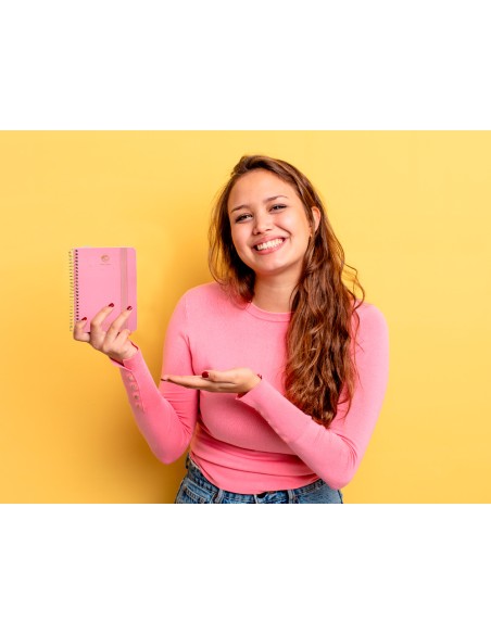 Agenda escolar liderpapel ano 24 25 curso classic lines rosa 2 dias pagina a6