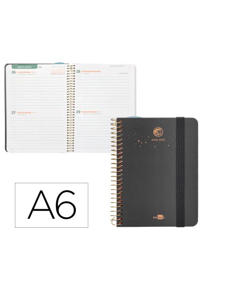 Agenda escolar liderpapel ano 24 25 curso classic lines antracita 2 dias pagina a6