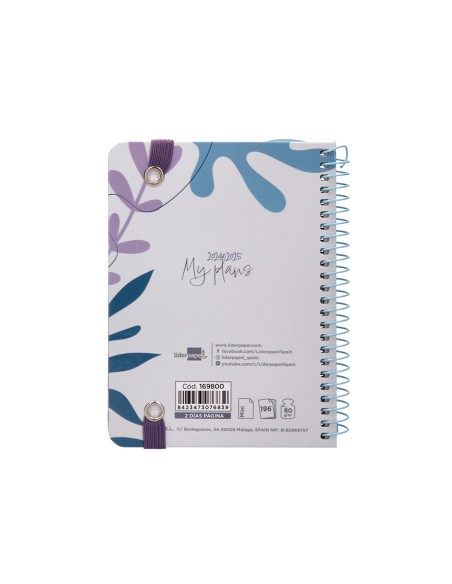 Agenda escolar liderpapel ano 24 25 curso classic my plans blue 2 dias pagina a6