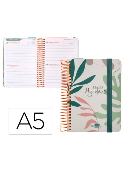 Agenda escolar liderpapel ano 24 25 curso classic my plans nature 2 dias pagina a6