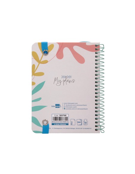Agenda escolar liderpapel ano 24 25 curso classic my plans colors 2 dias pagina a6
