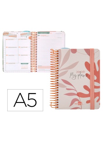 Agenda escolar liderpapel ano 24 25 curso classic my plans coral dia pagina a6