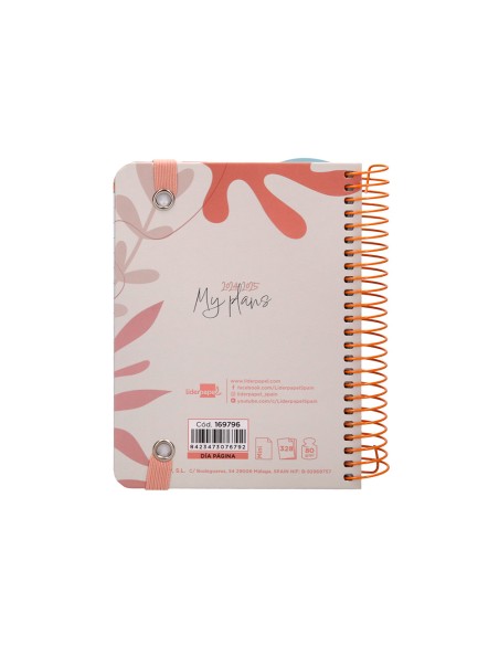 Agenda escolar liderpapel ano 24 25 curso classic my plans coral dia pagina a6