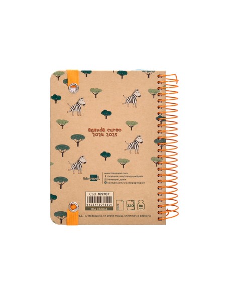 Agenda escolar liderpapel ano 24 25 escolar classic zebra dia pagina a6 tetra