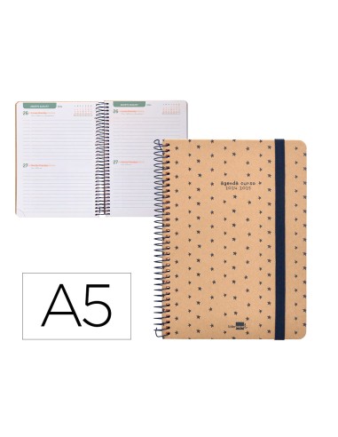 Agenda escolar liderpapel ano 24 25 escolar classic stars 2 dias pagina a5 papel fsc banda elastica