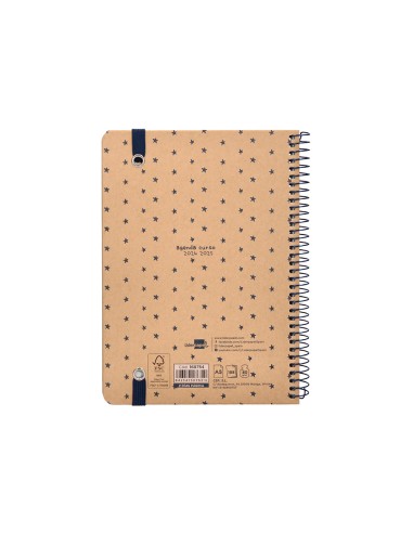 Agenda escolar liderpapel ano 24 25 escolar classic stars 2 dias pagina a5 papel fsc banda elastica