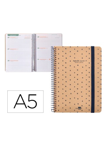 Agenda escolar liderpapel ano 24 25 escolar classic stars semana vista a5 papel fsc banda elastica