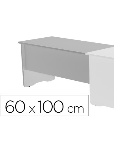 Ala para mesa rocada serie work 60x100 cm derecha o izquierda acabado ab02 aluminio gris