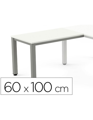 Ala para mesa rocada serie executive 60x100 cm derecha o izquierda acabado ad04 aluminio blanco