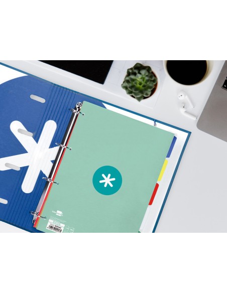 Recambio a4 antartik 80 hojas 90g m2 cuadro 5 mm 4 taladros 1 banda marco color menta