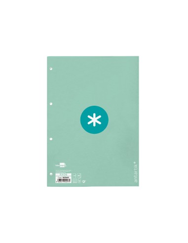 Recambio a4 antartik 80 hojas 90g m2 cuadro 5 mm 4 taladros 1 banda marco color menta