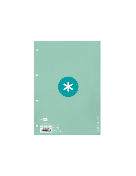 Recambio a4 antartik 80 hojas 90g m2 cuadro 5 mm 4 taladros 1 banda marco color menta