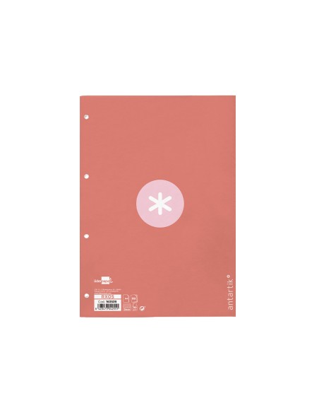 Recambio a4 antartik 80 hojas 90g m2 cuadro 5 mm 4 taladros 1 banda marco color rosa