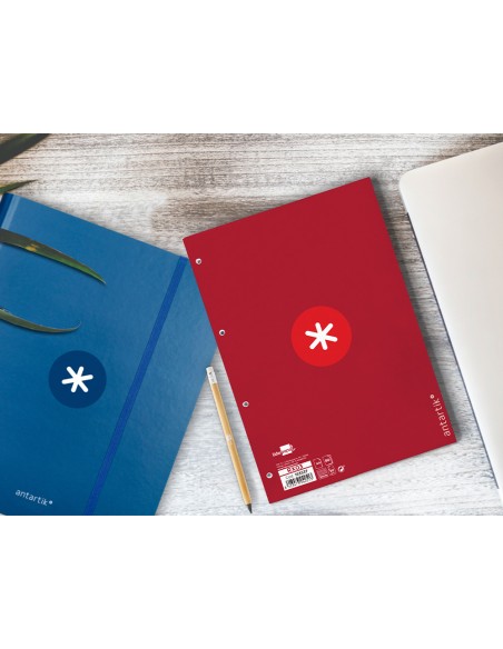 Recambio a4 antartik 80 hojas 90g m2 cuadro 5 mm 4 taladros 1 banda marco color frambuesa