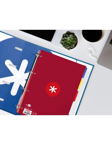 Recambio a4 antartik 80 hojas 90g m2 cuadro 5 mm 4 taladros 1 banda marco color frambuesa