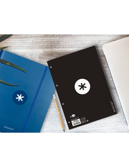 Recambio a4 antartik 80 hojas 90g m2 cuadro 5 mm 4 taladros 1 banda marco color negro