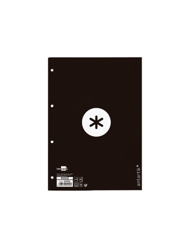 Recambio a4 antartik 80 hojas 90g m2 cuadro 5 mm 4 taladros 1 banda marco color negro