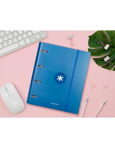 Carpeta con recambio antartik a4 cuadro 5mm forrada 4 anillas 40mm redondas color azul marino