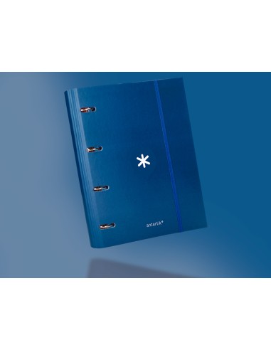 Carpeta con recambio antartik a4 cuadro 5mm forrada 4 anillas 40mm redondas color azul marino
