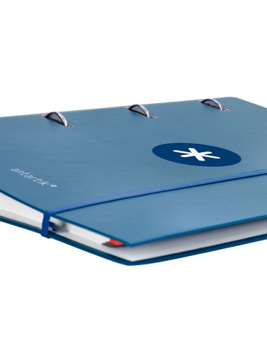 Carpeta con recambio antartik a4 cuadro 5mm forrada 4 anillas 40mm redondas color azul marino