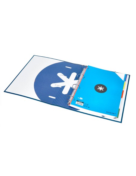 Carpeta con recambio antartik a4 cuadro 5mm forrada 4 anillas 40mm redondas color azul marino