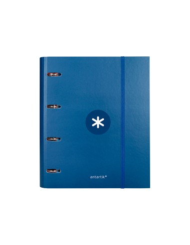 Carpeta con recambio antartik a4 cuadro 5mm forrada 4 anillas 40mm redondas color azul marino