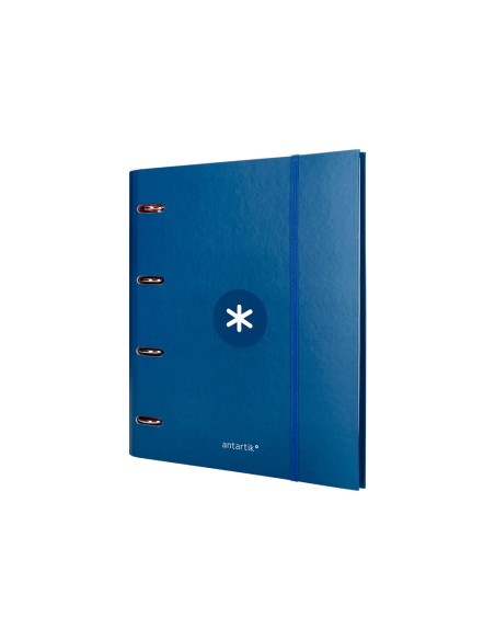 Carpeta con recambio antartik a4 cuadro 5mm forrada 4 anillas 40mm redondas color azul marino