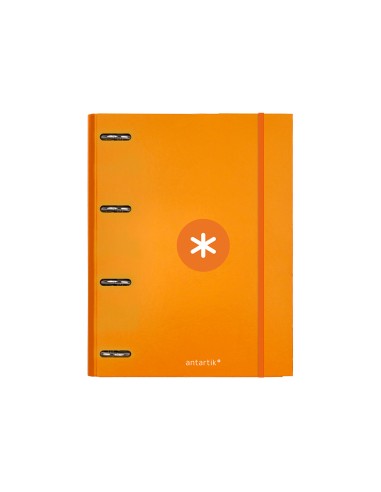 Carpeta con recambio antartik a4 cuadro 5mm forrada 4 anillas 25mm redondas color mostaza