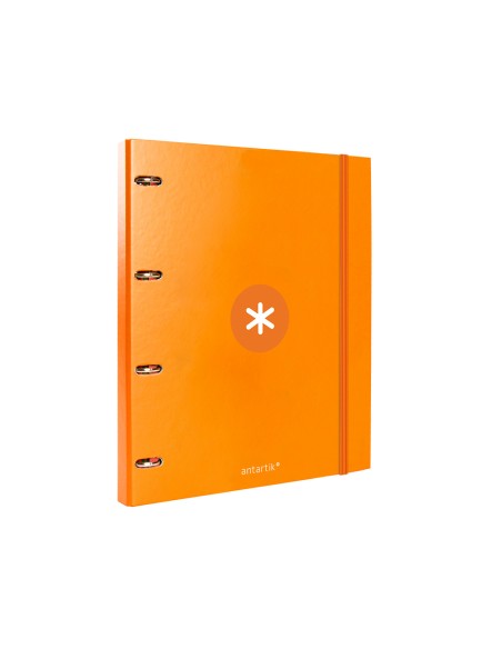 Carpeta con recambio antartik a4 cuadro 5mm forrada 4 anillas 25mm redondas color mostaza