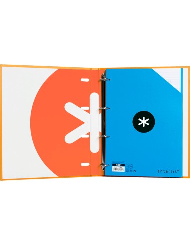 Carpeta con recambio antartik a4 cuadro 5mm forrada 4 anillas 25mm redondas color mostaza