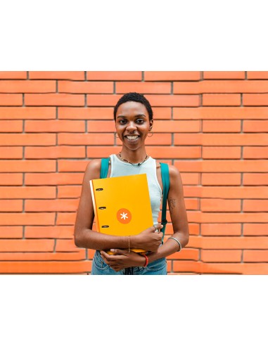 Carpeta con recambio antartik a4 cuadro 5mm forrada 4 anillas 25mm redondas color mostaza