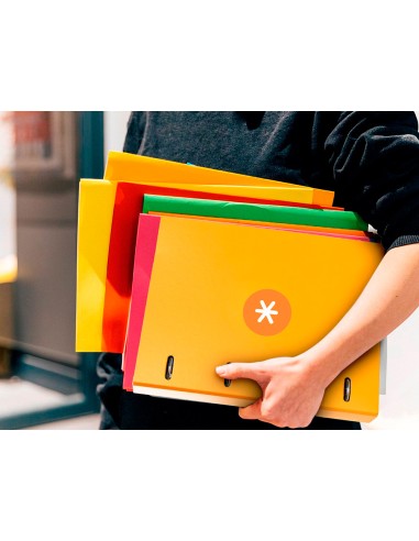 Carpeta con recambio antartik a4 cuadro 5mm forrada 4 anillas 25mm redondas color mostaza