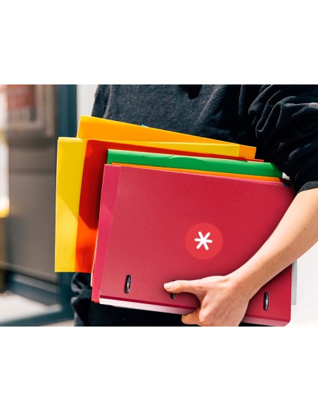 Carpeta con recambio antartik a4 cuadro 5mm forrada 4 anillas 25mm redondas color frambuesa