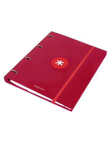 Carpeta con recambio antartik a4 cuadro 5mm forrada 4 anillas 25mm redondas color frambuesa