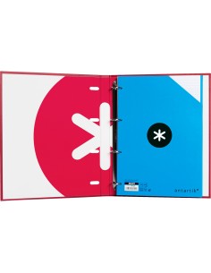 Carpeta con recambio antartik a4 cuadro 5mm forrada 4 anillas 25mm redondas color frambuesa