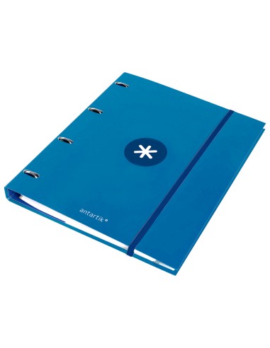Carpeta con recambio antartik a4 cuadro 5mm forrada 4 anillas 25mm redondas color azul marino