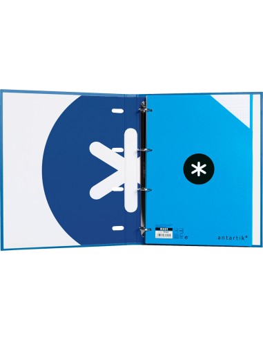 Carpeta con recambio antartik a4 cuadro 5mm forrada 4 anillas 25mm redondas color azul marino