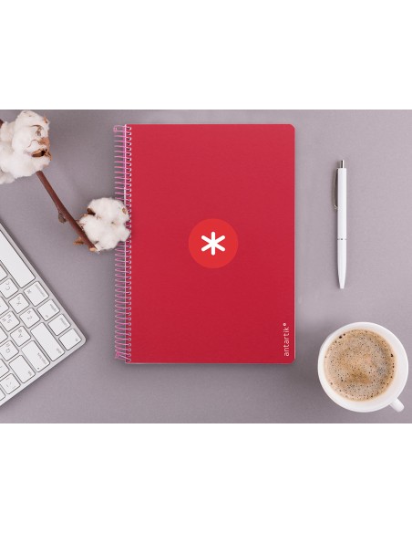 Cuaderno espiral liderpapel a4 micro antartik tapa dura 80h 100gr cuadro 5mm sin banda4 taladros color frambuesa