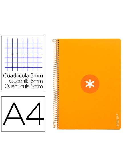 Cuaderno espiral liderpapel a4 micro antartik tapa dura 80h 100gr cuadro 5mm sin banda4 taladros color mostaza