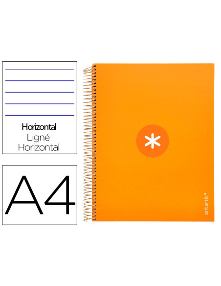 Cuaderno espiral a4 micro antartik tapa forrada120h 100 gr horizontal 5 banda4 taladros color mostaza