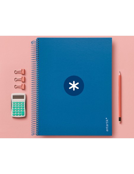 Cuaderno espiral a4 micro antartik tapa forrada120h 100 gr horizontal 5 banda4 taladros color azul oscuro